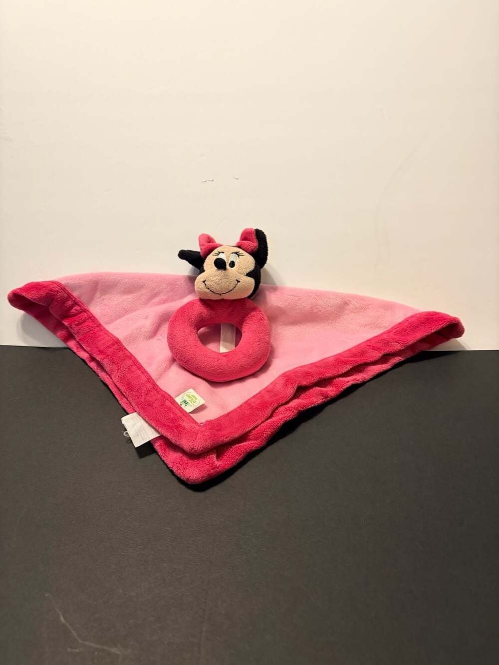 Disney Baby Minnie Mouse Security Blanket Ring Rattle Pink Plush